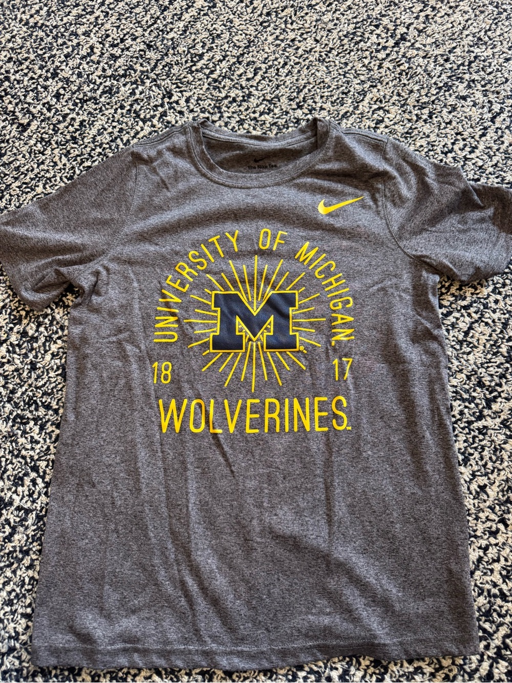 Nike Gray and Maize University of Michigan Wolverines Tee Boy’s